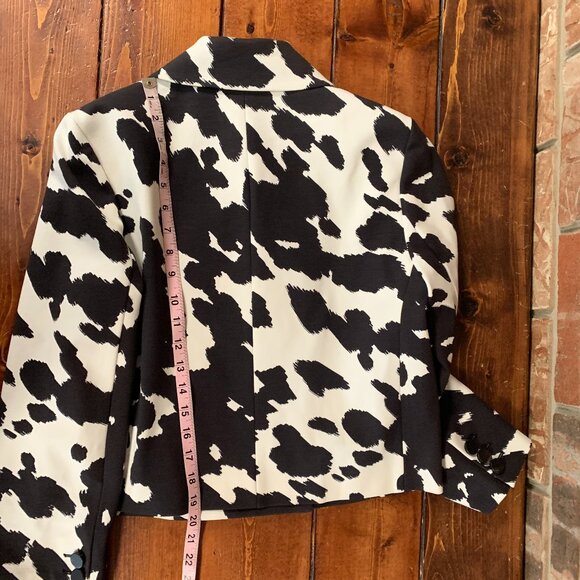 Diane Von Furstenberg Macie Cropped Animal Print Pony Ivory Blazer Small Jacket - Picture 10 of 16